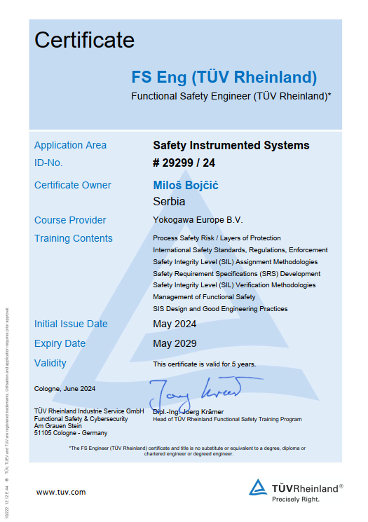 TÜV Functional Safety Engineer,