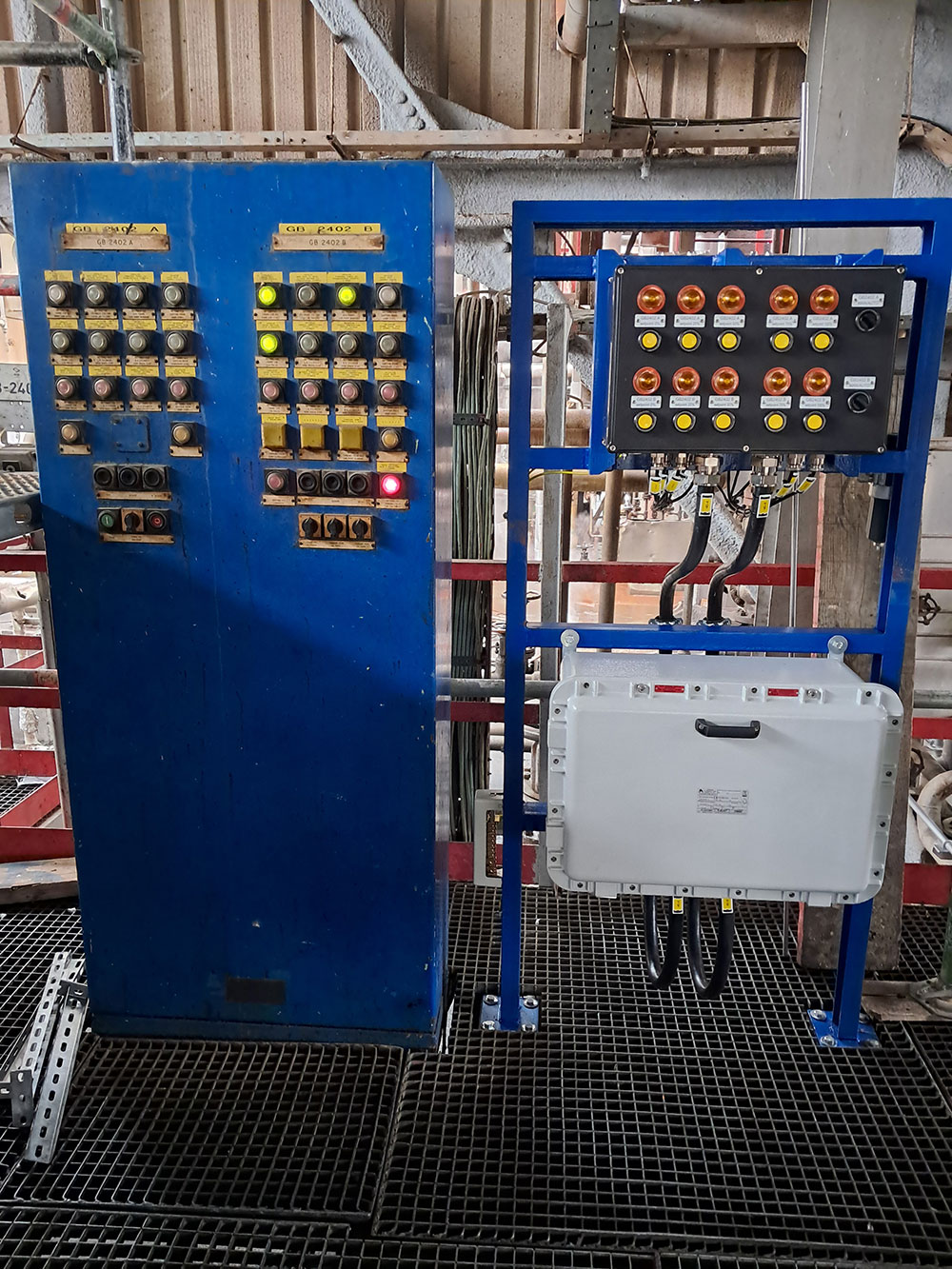 Lokales Bedien- und Kontrollpanel zur Steuerung der Kompressorlast GB2402 A/B in der Raffinerie Pančevo